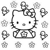 coloriage hello kitty et les oiseaux